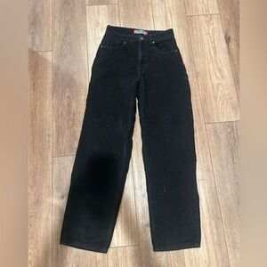 Y2K Empyre Tori Pants Women's size 6 Black Corduroy Wide Leg Pockets High Rise